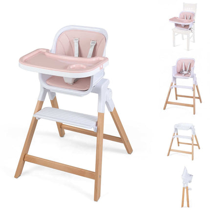 4-in-1 Baby High Chair, Foldable & Adjustable, Pink