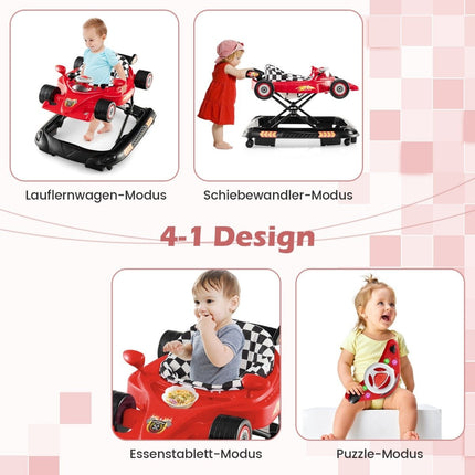 4-in-1 Baby Walker with Adjustable Heights & Play Tray