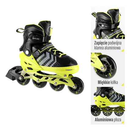 4-in-1 Black-Green Inline & Ice Skates, Size S (29-33)