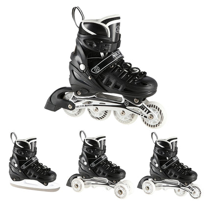 4-in-1 Black LED Inline/Ice Skates, Size L (39-42)