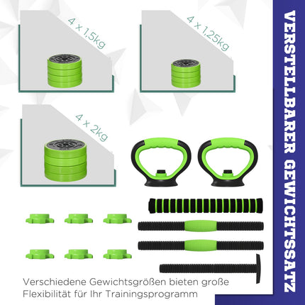 Adjustable 20 kg Dumbbell Set – 4-in-1 Home Gym Equipment