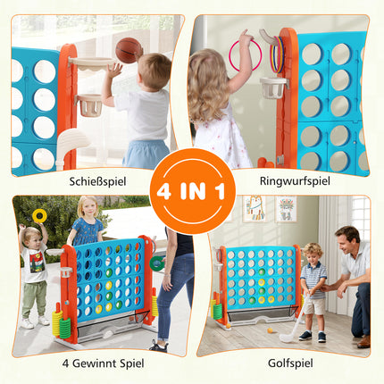 4-in-1 Jumbo Game Set: Connect 4, Basketball, Ring Toss, Golf