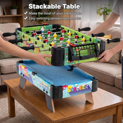 4-in-1 Kids Combo Game Table with Foosball and Mini Pool, Bowling, Curling
