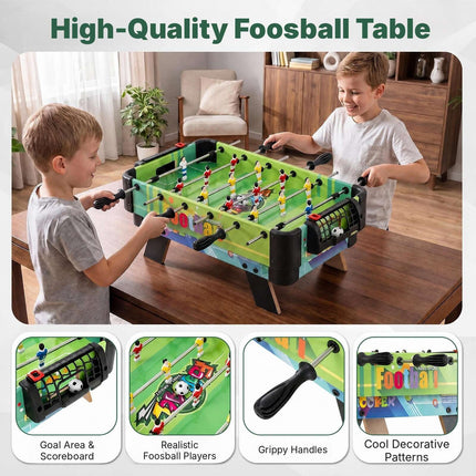 4-in-1 Kids Combo Game Table with Foosball and Mini Pool, Bowling, Curling