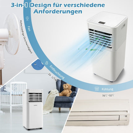 4 in 1 Mobile Air Conditioner 9000 BTU Cooling & Ventilating & Dehumidifying Air Conditioner with White Lid 16℃-32℃