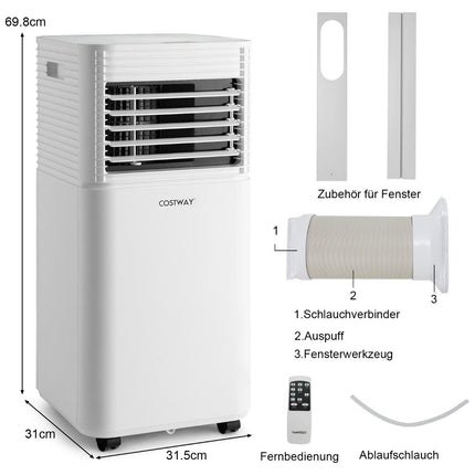 4 in 1 Mobile Air Conditioner 9000 BTU Cooling & Ventilating & Dehumidifying Air Conditioner with White Lid 16℃-32℃
