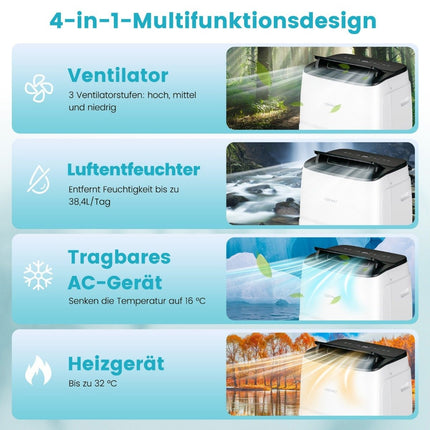 4-in-1 Portable Air Conditioner 14000 BTU Heating & Cooling & Fan & Dehumidification (4.1KW-14000-40m²)