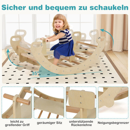 4-in-1 Wooden Climbing Toy – Rocker, Arch, Tunnel
