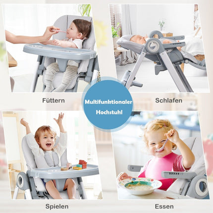 4 in 1 baby high chair foldable baby chair with reclining function 84 x 56 x 104 cm gray
