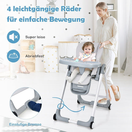 4 in 1 baby high chair foldable baby chair with reclining function 84 x 56 x 104 cm gray