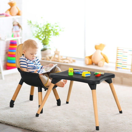 4-in-1 baby high chair with safety belt & removable tray children's seating group brown