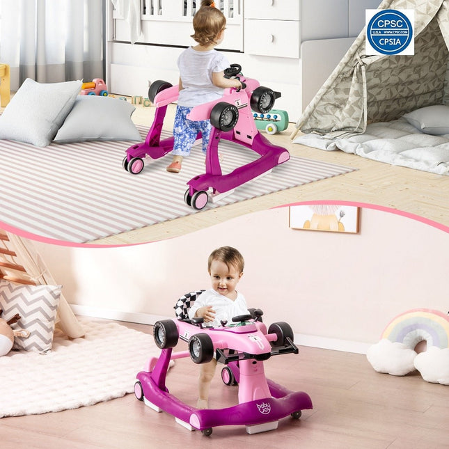 4 in 1 babywalker opvouwbare loopwagen met verstelbare hoogte 15 kg draagvermogen paars