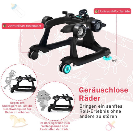 4 in 1 baby walker folding baby walker 73 x 61 x 51.5/53.5/55.5 cm black