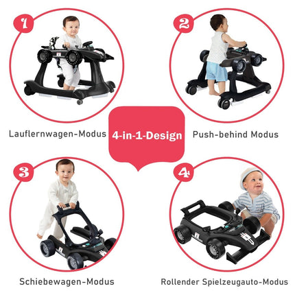 4 in 1 baby walker folding baby walker 73 x 61 x 51.5/53.5/55.5 cm black