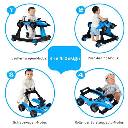 4 in 1 baby walker folding baby walker 73 x 61 x 51.5/53.5/55.5 cm blue