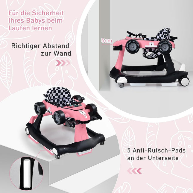 4 in 1 babywalker opvouwbare babywalker 73 x 64 x 50,5/53,5/55,5 cm roze