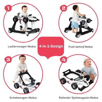 4 in 1 baby walker folding baby walker 73 x 64 x 50.5/53.5/55.5 cm white