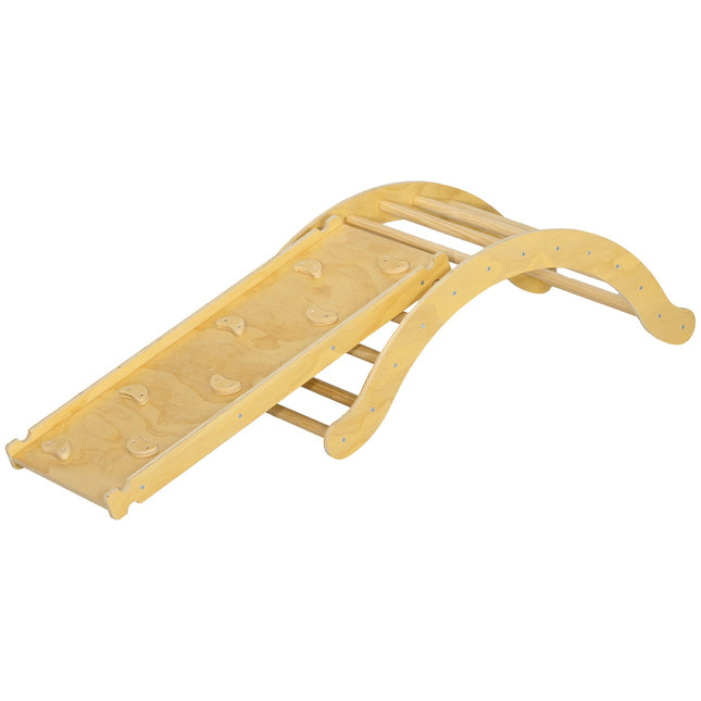 Indoor wooden climbing frame with slide, ages 1.5–4