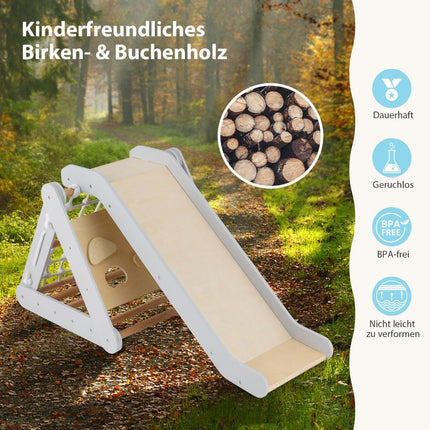 4 in 1 climbing triangle with slide climbing frame made of wood 62.5 x 64 x 57.5 cm gray