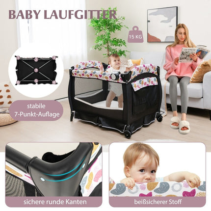 4 in 1 travel cot with mattress folding side bed with adjustable canopy circle