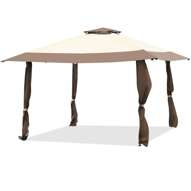 4 m x 4 m large event tent shade with 2-story roof brown