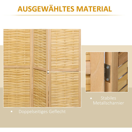Foldable Bamboo Privacy Screen - Natural Room Divider 160x170 cm