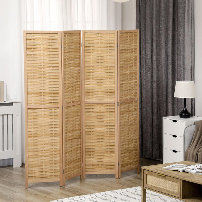 Foldable Bamboo Privacy Screen - Natural Room Divider 160x170 cm