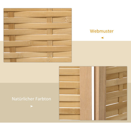 Foldable Bamboo Privacy Screen - Natural Room Divider 160x170 cm