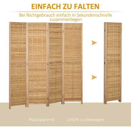 Foldable Bamboo Privacy Screen - Natural Room Divider 160x170 cm