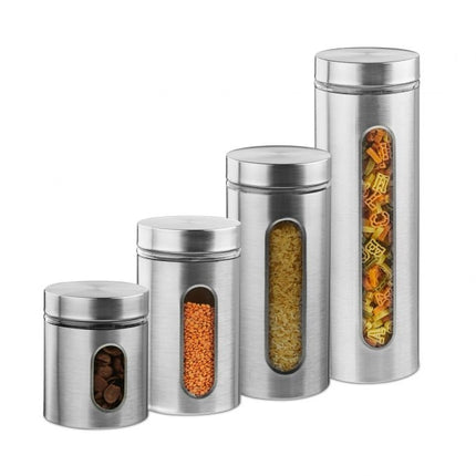 4 pcs. stainless steel storage jars