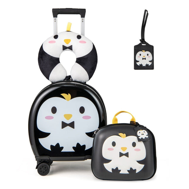 4-piece children's suitcase + backpack 10"+14" children's trolley with wheels black