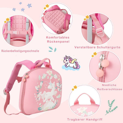 4-piece children's suitcase + backpack 10"+14" children's trolley with wheels pink