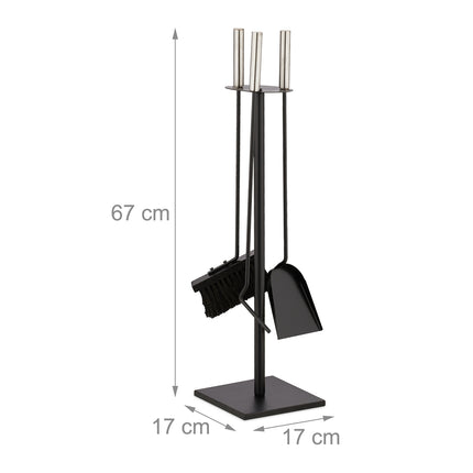 4-piece fireplace set in black