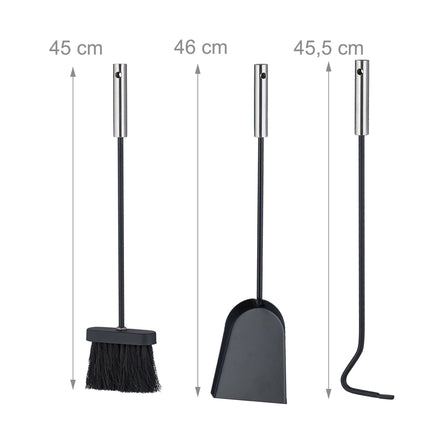 4-piece fireplace set in black