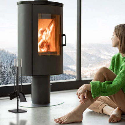 4-piece fireplace set in black