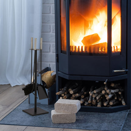 4-piece fireplace set in black
