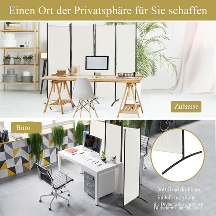 4-piece folding partition privacy screen for home office 220 x 51 x 173 cm white