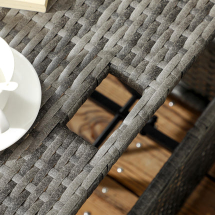 Rattan garden seat with canopy and adjustable table
