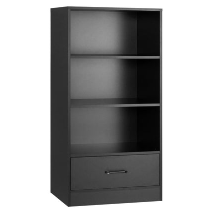 4-tier storage shelf wooden shelf with drawer bookcase 60 x 38 x 120 cm black