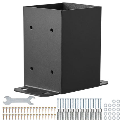 4x4 Post Base Brackets, Carbon Steel, 4-Pack, Black