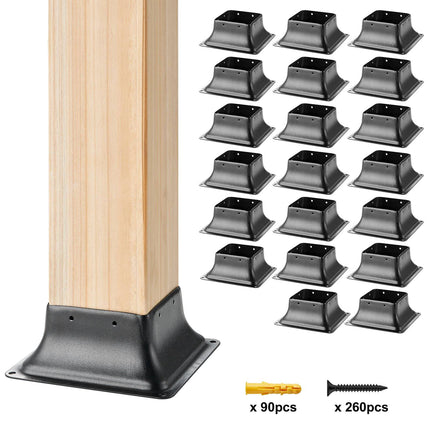 4x4 Post Base Brackets, Powder-Coated Steel, 20 Pack