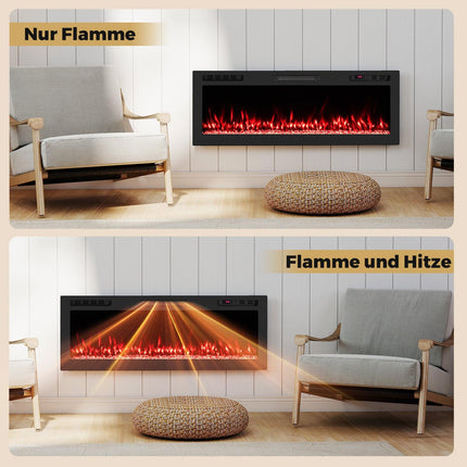 50" Electric Fireplace Heater, 750W/1500W, WiFi Control