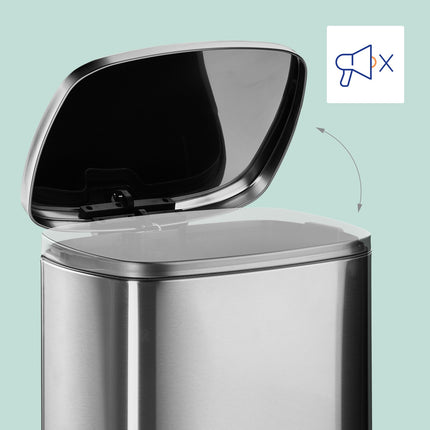 50L Stainless Steel Pedal Bin – Soft-Close Lid