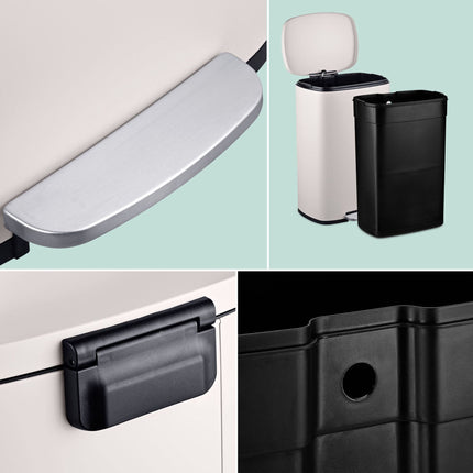 50L Stainless Steel Pedal Bin – Soft-Close Lid