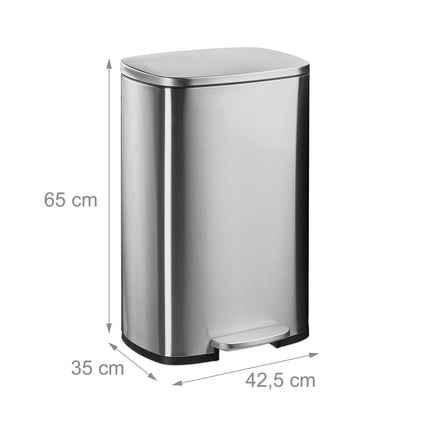 50L Stainless Steel Pedal Bin – Soft-Close Lid