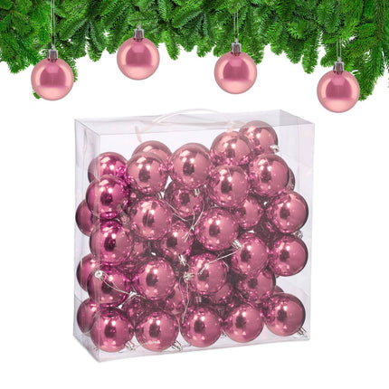 50 Shiny Christmas Tree Baubles, Glossy Finish