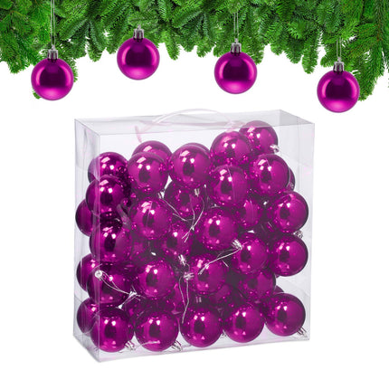 50 Shiny Christmas Tree Baubles, Glossy Finish