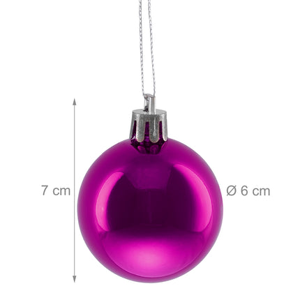 50 Shiny Christmas Tree Baubles, Glossy Finish