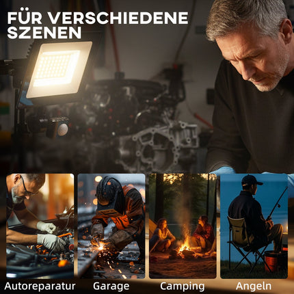 50W Adjustable Work Light, 3 Modes, Aluminum, Black