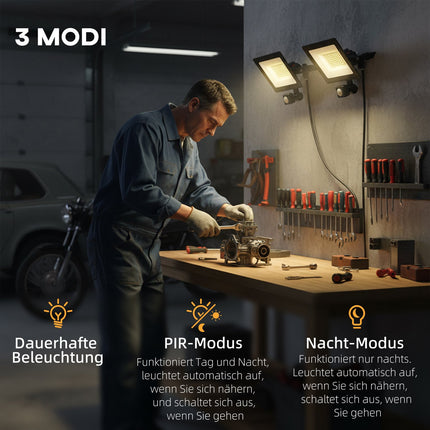 50W Adjustable Work Light, 3 Modes, Aluminum, Black